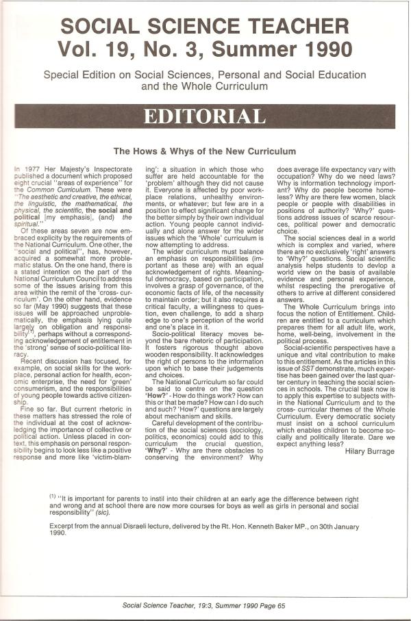 HB 1990 SST Vol19 No3 Editorial The hows and whys of the new curriculum